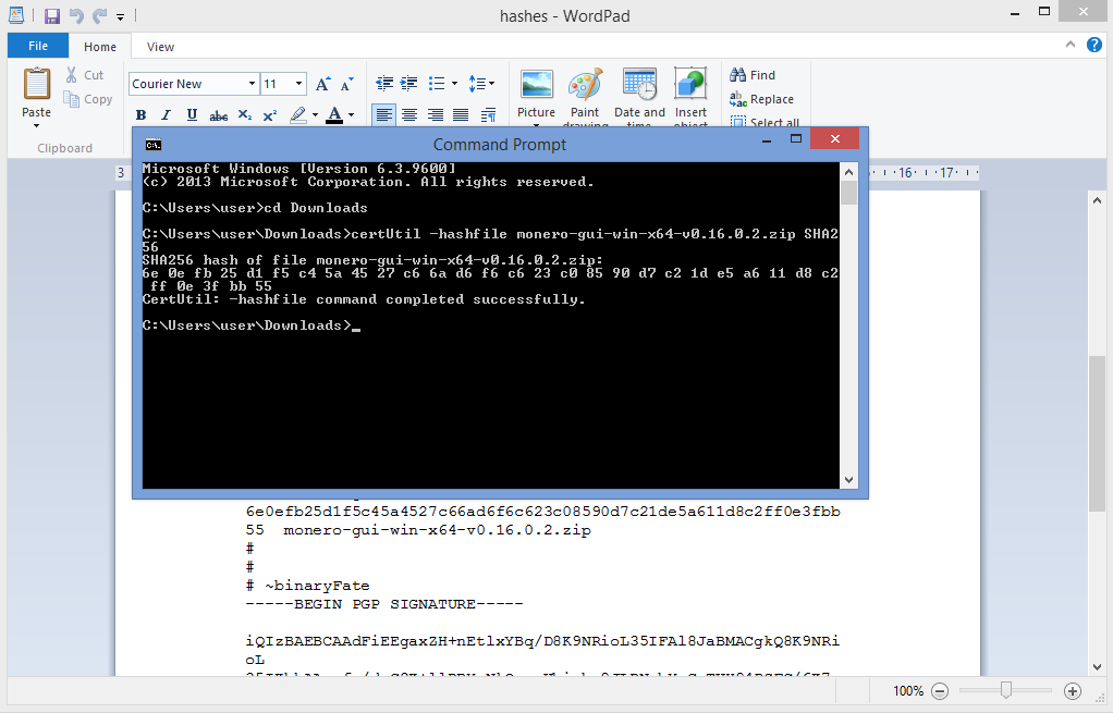 binary compare hashes